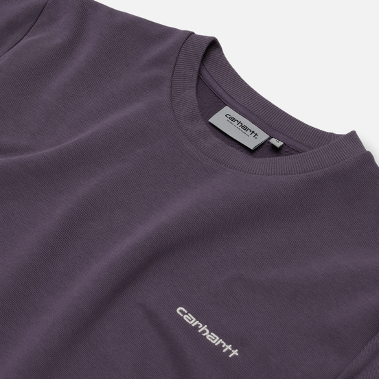 Мужская толстовка Carhartt WIP Script Embroidery 13 Oz Decent Purple/White
