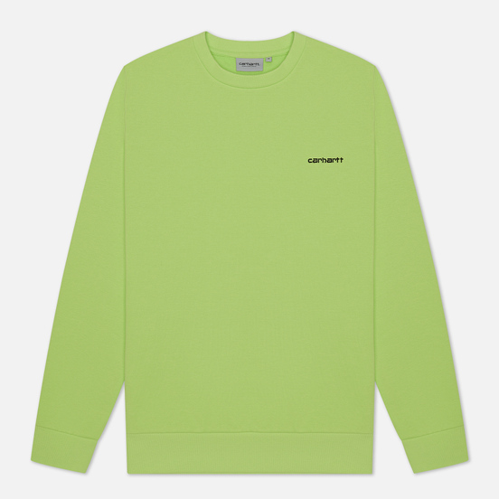 Мужская толстовка Carhartt WIP Script Embroidery 13 Oz Lime/Black