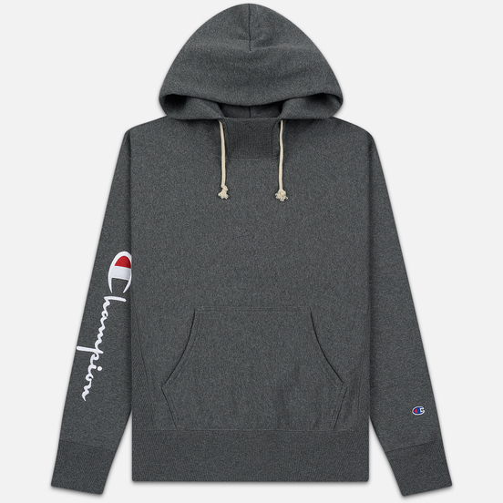 Мужская толстовка Champion Reverse Weave Big Script Arm Hooded Dark Grey