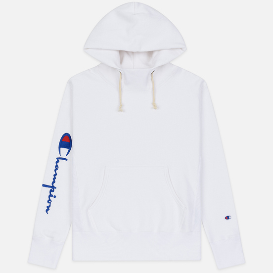 Мужская толстовка Champion Reverse Weave Big Script Arm Hooded White
