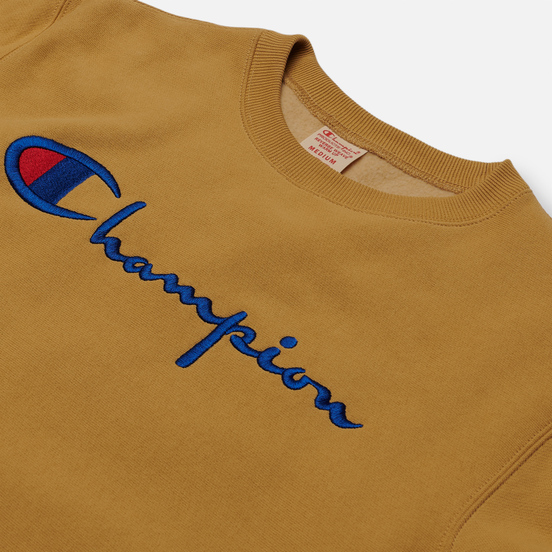 Мужская толстовка Champion Reverse Weave Big Script Crew Neck Beige