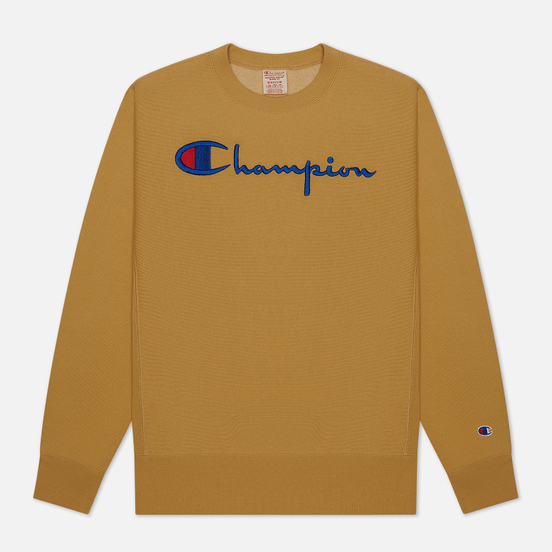 Мужская толстовка Champion Reverse Weave Big Script Crew Neck Beige