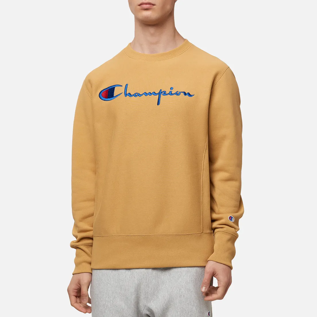 Champion Reverse Weave Мужская толстовка Big Script Crew Neck