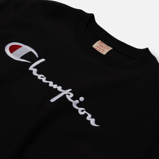 Мужская толстовка Champion Reverse Weave Big Script Crew Neck Black