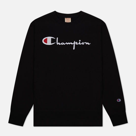 Мужская толстовка Champion Reverse Weave Big Script Crew Neck Black