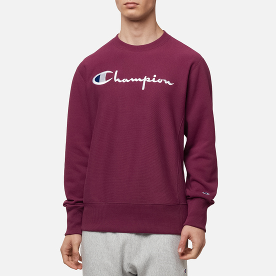 Мужская толстовка Champion Reverse Weave Big Script Crew Neck Maroon