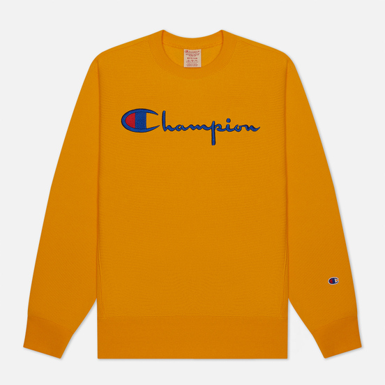 Мужская толстовка Champion Reverse Weave Big Script Crew Neck Orange