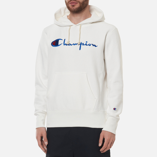 Мужская толстовка Champion Reverse Weave Big Script Hoodie White