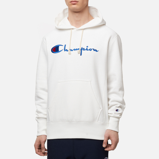 Мужская толстовка Champion Reverse Weave Big Script Hoodie White