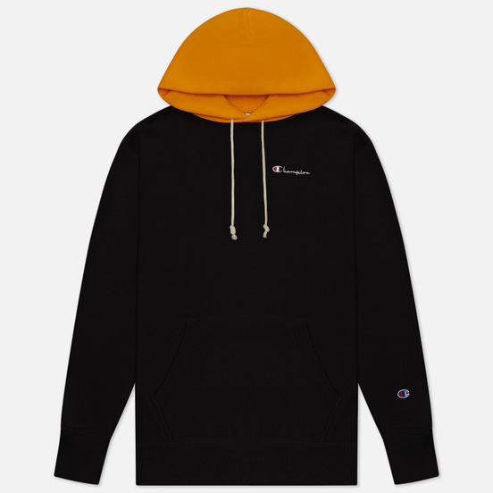 Мужская толстовка Champion Reverse Weave Contrast Hoodie Logo Script Black