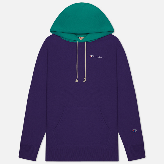 Мужская толстовка Champion Reverse Weave Contrast Hoodie Logo Script Purple