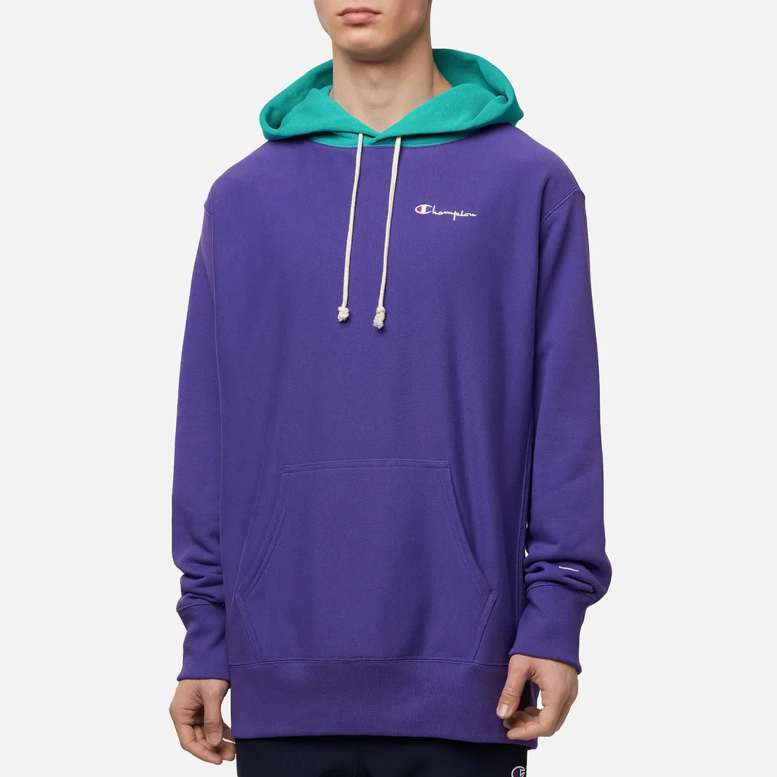 Champion Reverse Weave Мужская толстовка Contrast Hoodie Logo Script