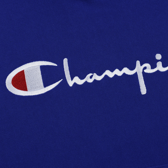 Мужская толстовка Champion Reverse Weave Hooded Big Script Logo Clematis Blue