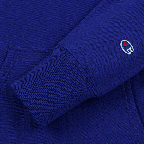 Мужская толстовка Champion Reverse Weave Hooded Big Script Logo Clematis Blue
