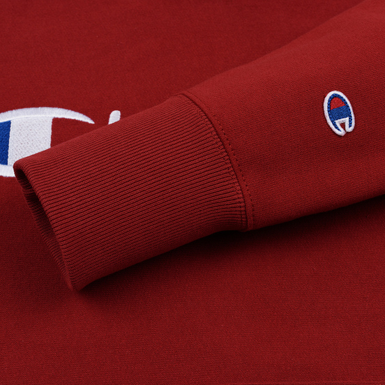 Мужская толстовка Champion Reverse Weave Hooded Big Script Logo Dark Red