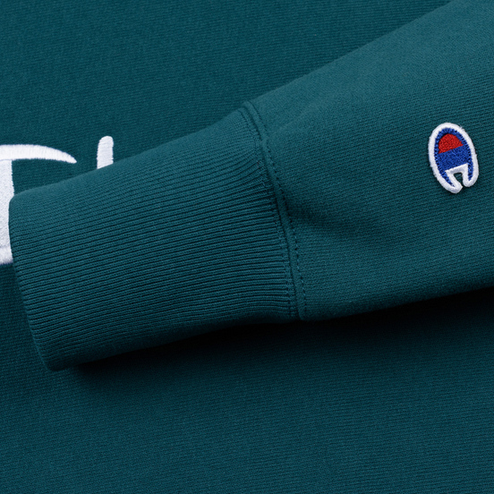 Мужская толстовка Champion Reverse Weave Hooded Big Script Logo Teal