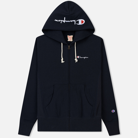 Мужская толстовка Champion Reverse Weave Hooded Full Zip Small Script Logo Navy