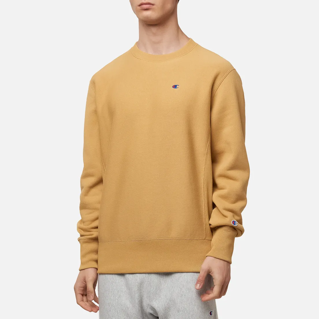 Champion Reverse Weave Мужская толстовка Logo Chest & Sleeve Crew Neck