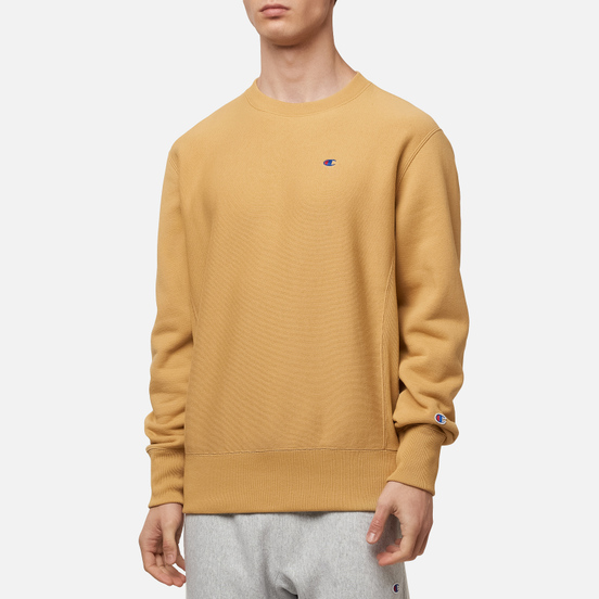 Мужская толстовка Champion Reverse Weave Logo Chest & Sleeve Crew Neck Beige
