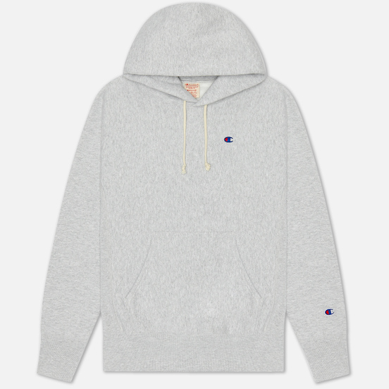 Мужская толстовка Champion Reverse Weave Logo Chest & Sleeve Hoodie Light Grey