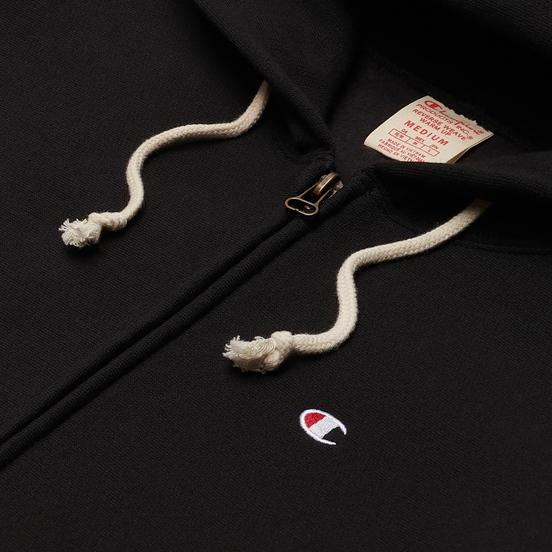 Мужская толстовка Champion Reverse Weave Logo Hoodie Full Zip Black