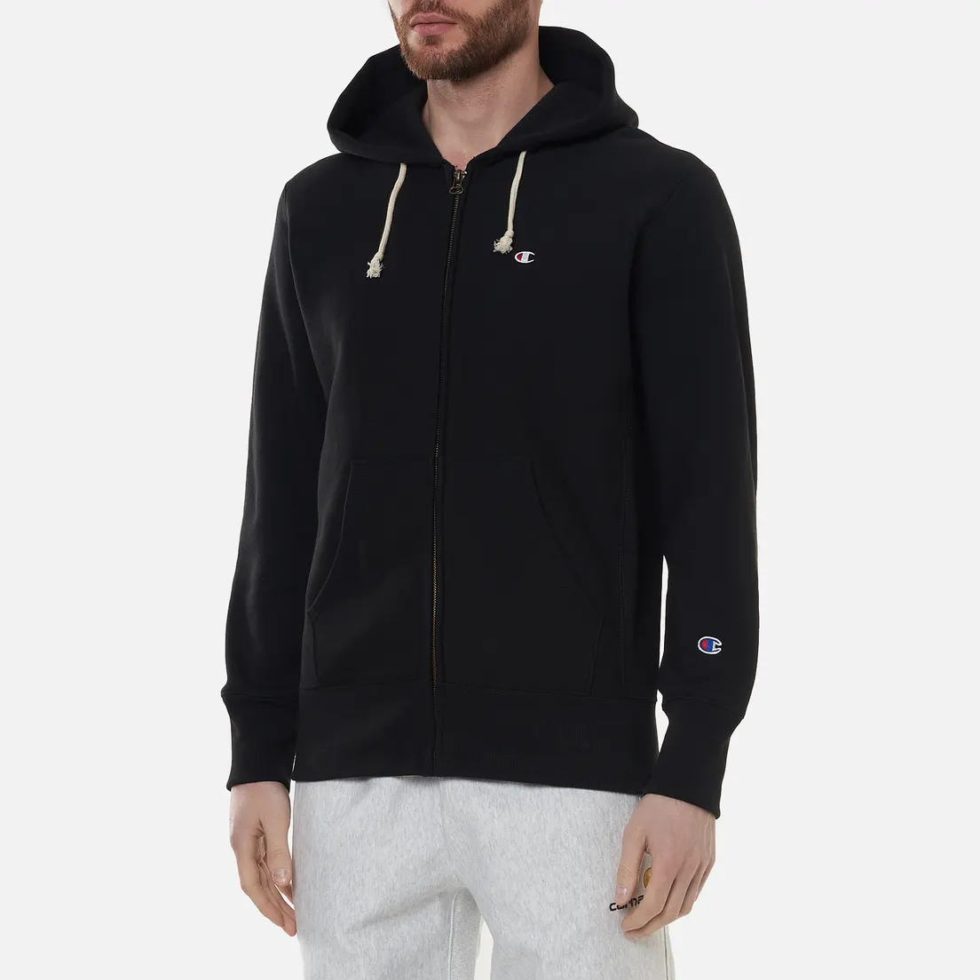 Champion Reverse Weave Мужская толстовка Logo Hoodie Full Zip