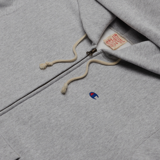 Мужская толстовка Champion Reverse Weave Logo Hoodie Full Zip Light Grey