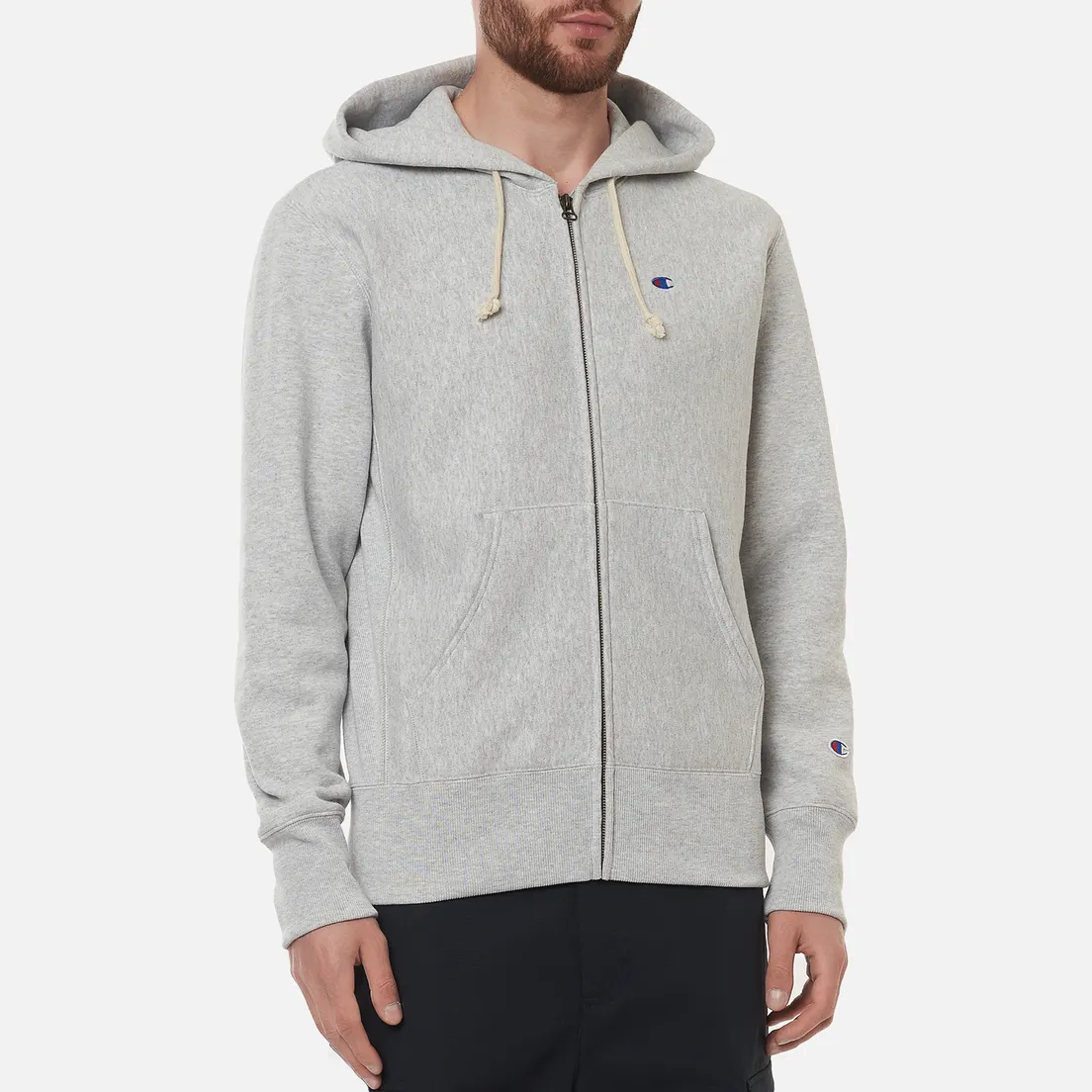 Champion Reverse Weave Мужская толстовка Logo Hoodie Full Zip