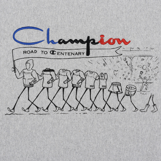 Мужская толстовка Champion Reverse Weave Archive Centenary Print Crew Neck Light Grey
