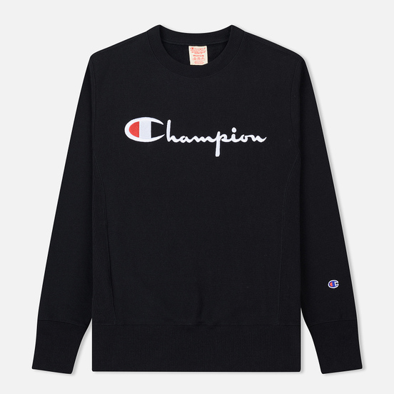 Мужская толстовка Champion Reverse Weave Script Logo Crew Neck Black