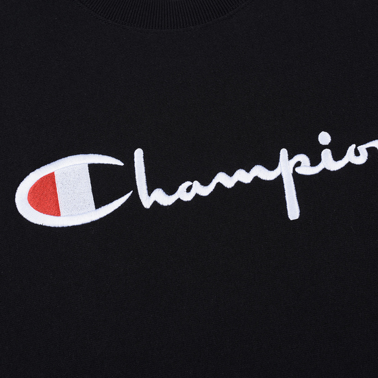 Мужская толстовка Champion Reverse Weave Script Logo Crew Neck Black