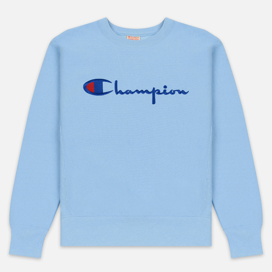 Мужская толстовка Champion Reverse Weave Script Logo Crew Neck Blue Bell
