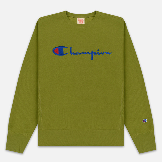 Мужская толстовка Champion Reverse Weave Script Logo Crew Neck Guacamole