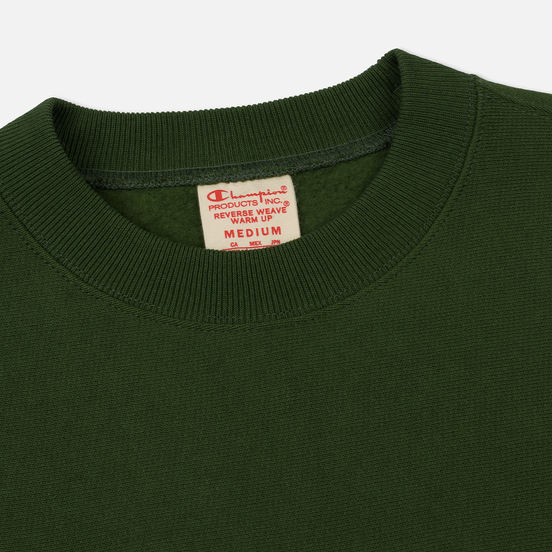 Мужская толстовка Champion Reverse Weave Script Logo Crew Neck Military Green