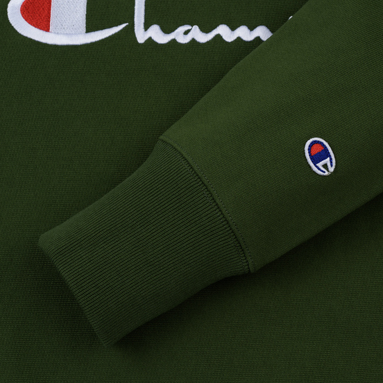Мужская толстовка Champion Reverse Weave Script Logo Crew Neck Military Green