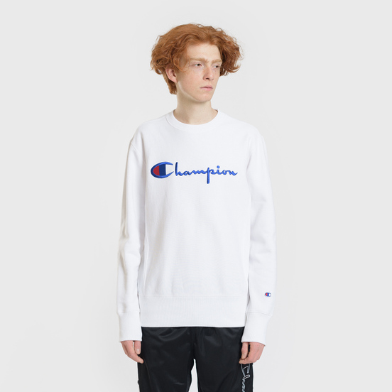 Мужская толстовка Champion Reverse Weave Script Logo Crew Neck White