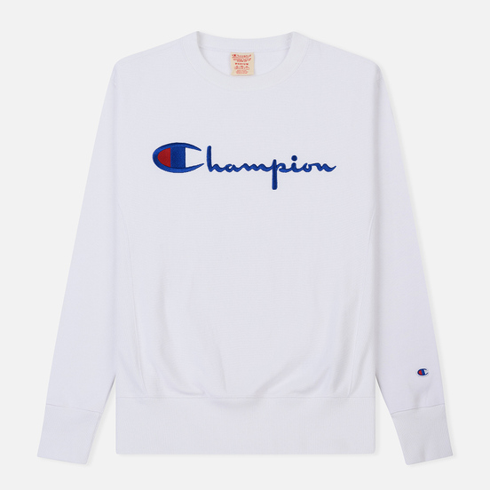 Мужская толстовка Champion Reverse Weave Script Logo Crew Neck White