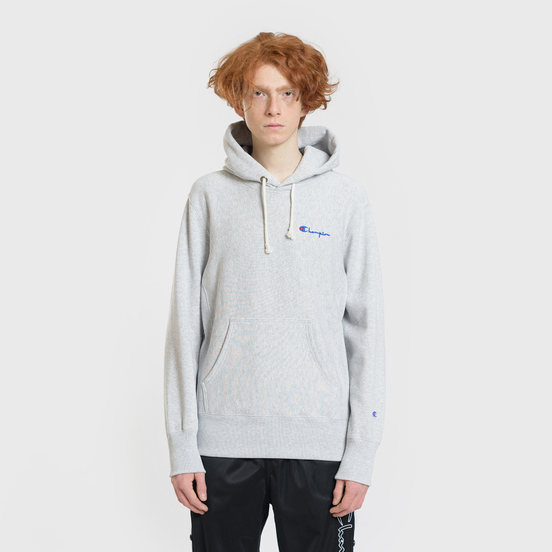 Мужская толстовка Champion Reverse Weave Small Script Hooded Light Grey