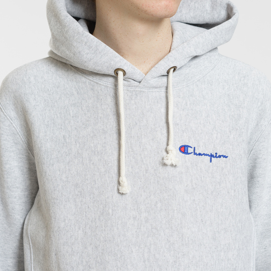 Мужская толстовка Champion Reverse Weave Small Script Hooded Light Grey