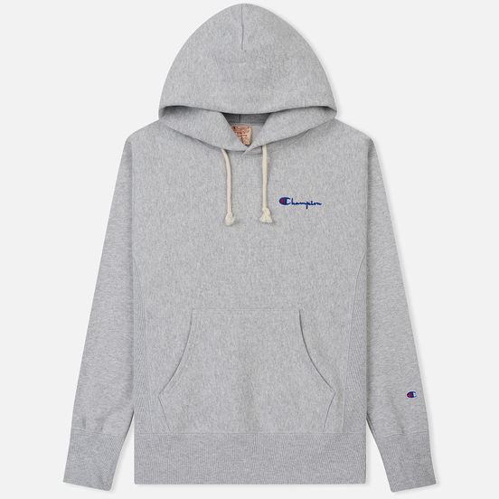 Мужская толстовка Champion Reverse Weave Small Script Hooded Light Grey