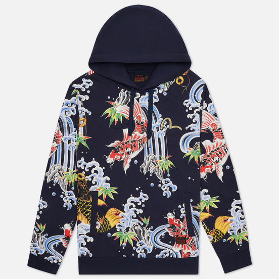 Мужская толстовка Evisu Carp All Over Printed Hoodie Dark Navy