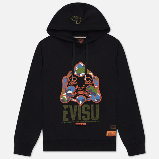 Мужская толстовка Evisu Evergreen Camouflage Godhead Patched Embroidered Black