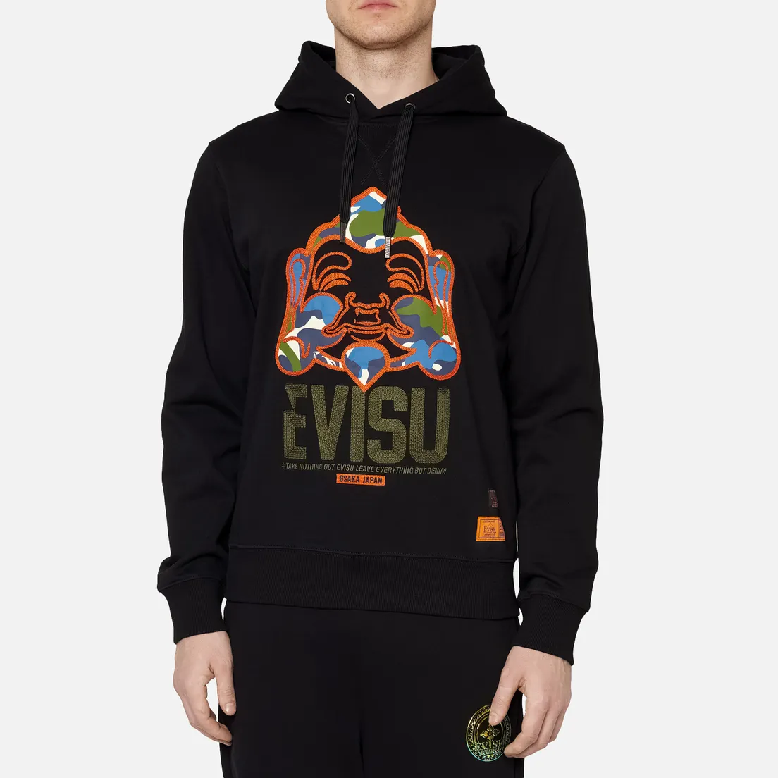 Evisu Мужская толстовка Evergreen Camouflage Godhead Patched Embroidered