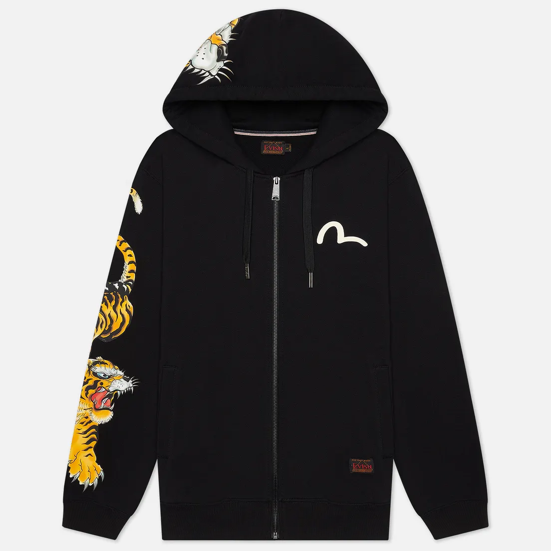 Evisu Мужская толстовка Evergreen Tigers Printed Logo Zip-Up Hoodie