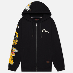 Мужская толстовка Evisu Evergreen Tigers Printed Logo Zip-Up Hoodie Black