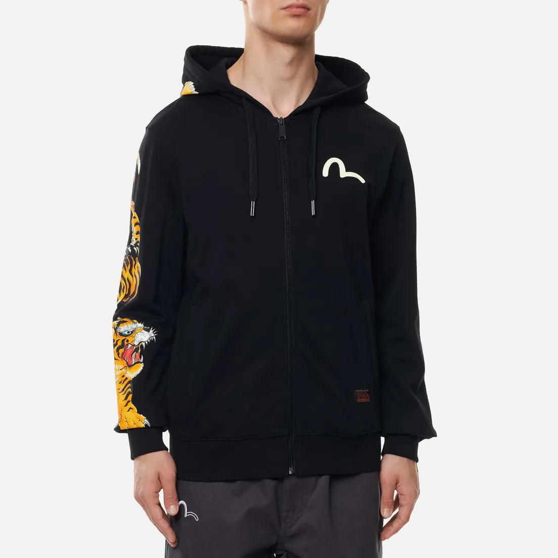 Evisu Мужская толстовка Evergreen Tigers Printed Logo Zip-Up Hoodie