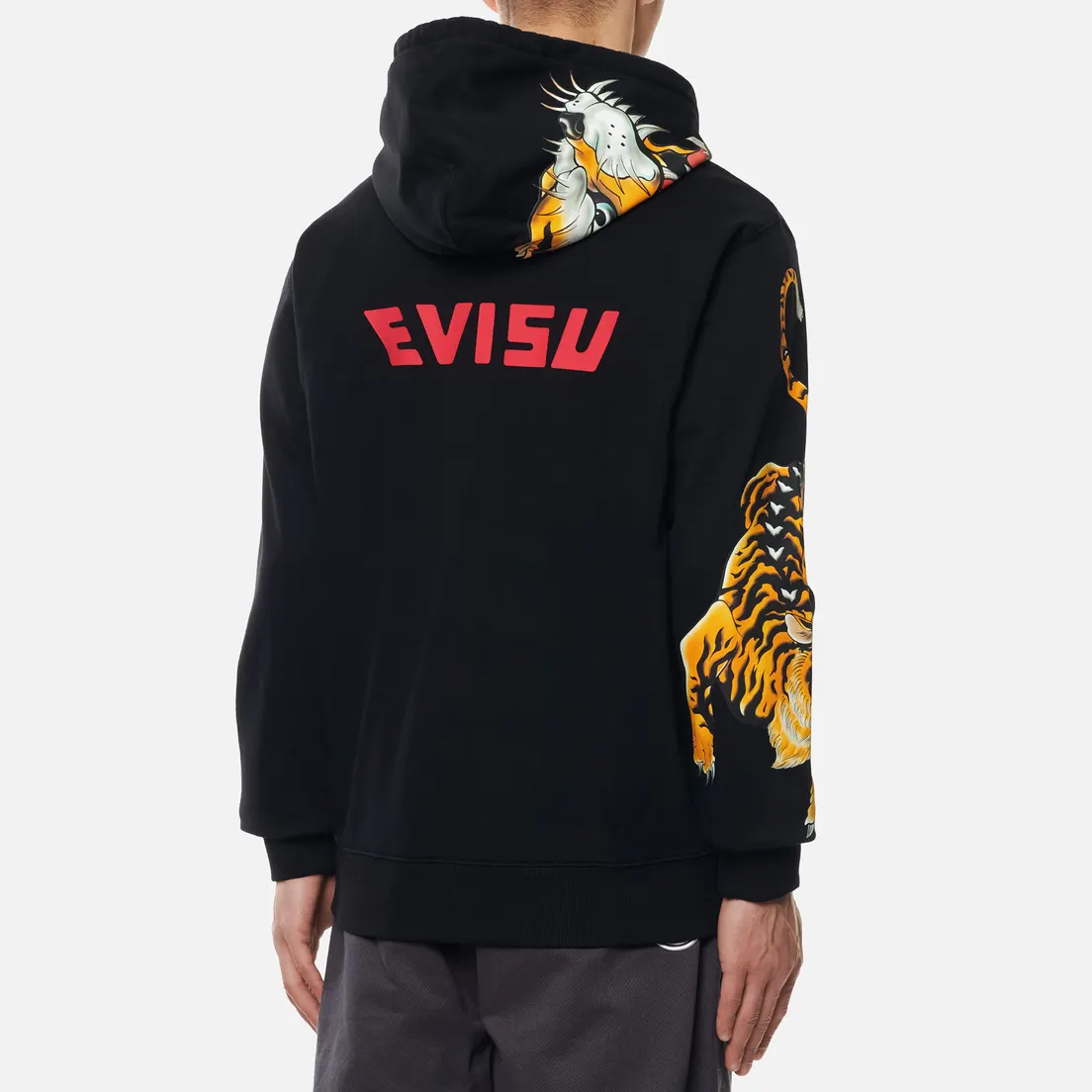 Evisu Мужская толстовка Evergreen Tigers Printed Logo Zip-Up Hoodie