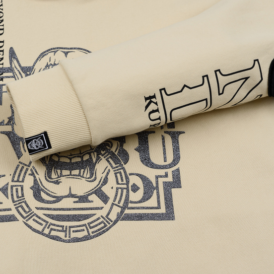 Мужская толстовка Evisu Evisukuro & Hannya Heraldry Hoodie Kamon Badge Beige