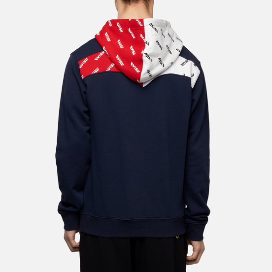 Мужская толстовка Evisu Heritage Color Blocking All Over Printed Daicock Hoodie Dark Navy