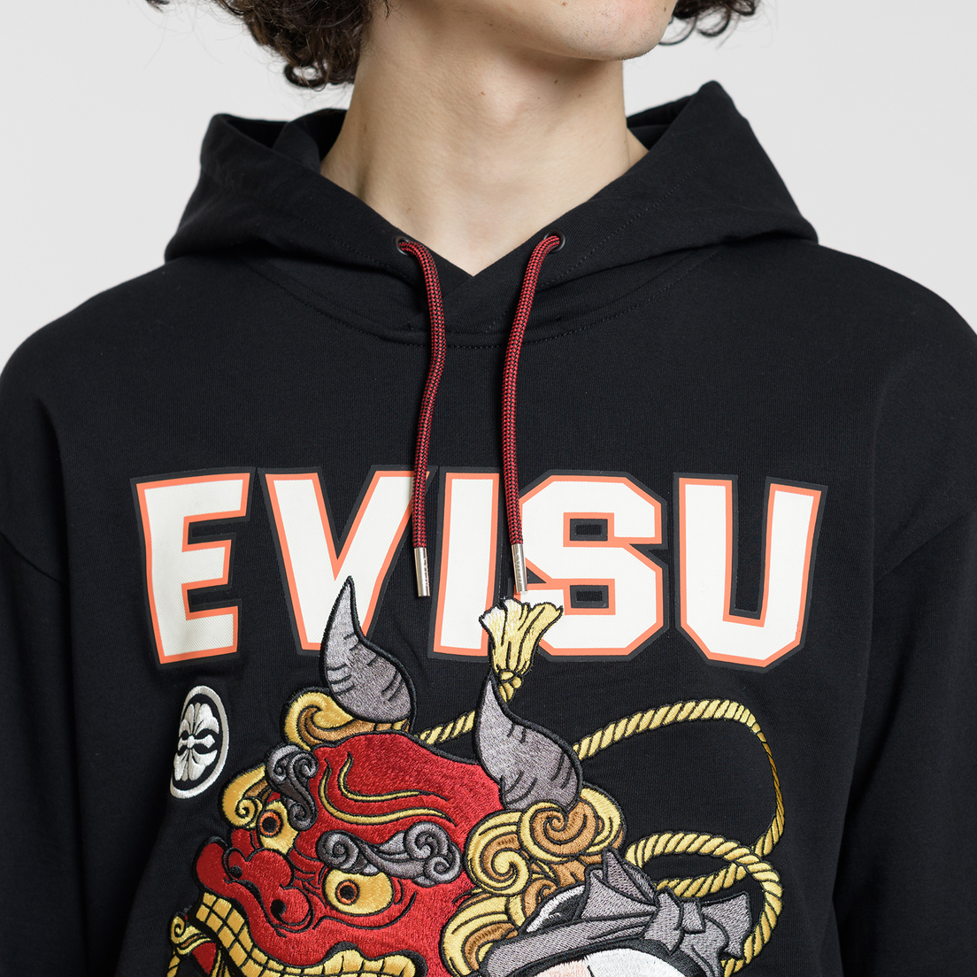 Evisu Мужская толстовка Heritage Kirin Lion Dance Mask Embroidered Logo Printed Hoodie